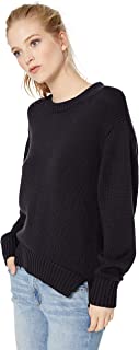 Photo 1 of Daily Ritual Women's 100% Cotton Relaxed-Fit Chunky Long-Sleeve Crew Pullover Sweater size small navy blue