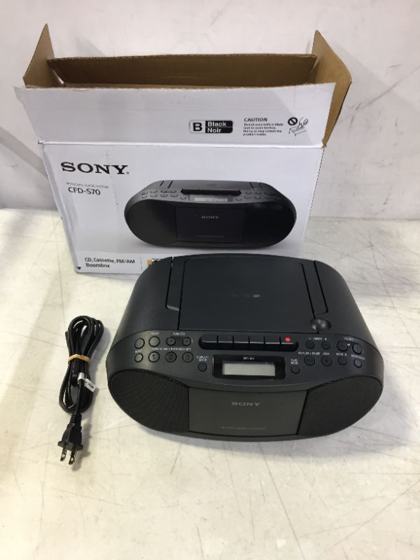 Photo 2 of Sony Stereo CD/Cassette Boombox Home Audio Radio, Black (CFDS70BLK), 13.7 x 6.1 x 9 inches