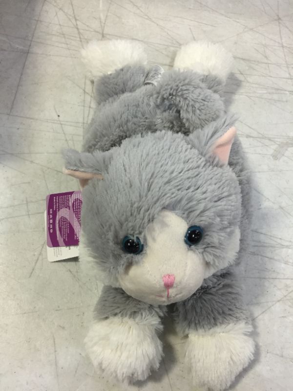 Photo 2 of Intelex CP-CAT-4 Warmies Microwavable French Lavender Scented Plush Laying Down Cat, Laying Down Grey Cat