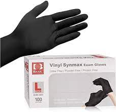 Photo 1 of Disposable Medical Synmax Vinyl Exam Gloves- 100pcs - Latex-Free & Powder-Free - Large, Black Color