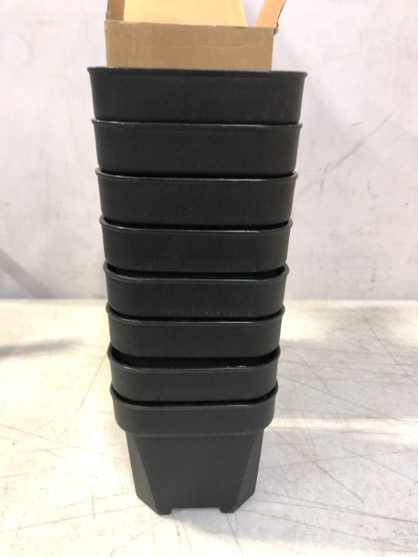 Photo 1 of BANGQIAO 4.75 INCH PLASTIC SQUARE FLOWER NURSERY SEEDLINGS POT 8 PACK