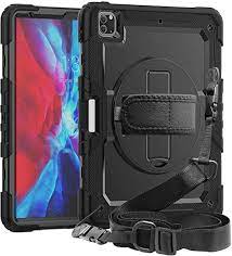 Photo 1 of iPad Pro 11 Case 2020 2018 with Pencil Holder Screen Protector | SIBEITU Heavy Duty iPad Pro 11 Inch Case 2nd Generation Shockproof | 3-Layer Hard Rugged Protective Cover w/ Stand Handle Strap | Black