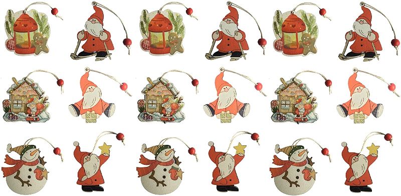 Photo 1 of DAJAMI 18 PC WOODEN CHRISTMAS TREE ORNAMENTS