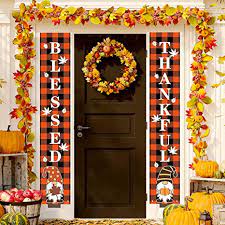 Photo 1 of YHMALL THANKSGIVING FALL BANNER BLESSED THANKFUL FALL PORCH SIGNS