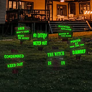 Photo 1 of 6 Pack Yard Halloween Decorations Outdoor Yard Signs Stakes Beware Props Outdoor Decor Scary Zombie Vampire Graves Holiday Party Supplies Decorations for Haunted House, Scary Theme Party
