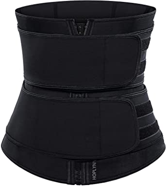 Photo 1 of HOPLYNN Sweat Waist Trainer Corset Trimmer Two Belts for Women, Neoprene Workout Plus Size Sauna Waist Cincher Shaper Zipper  SIZE  L-XL
