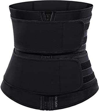 Photo 1 of HOPLYNN Sweat Waist Trainer Corset Trimmer Two Belts for Women, Neoprene Workout Plus Size Sauna Waist Cincher Shaper Zipper
