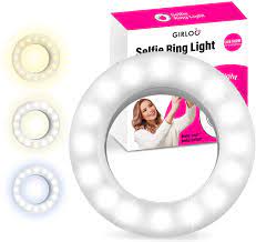 Photo 1 of Selfie Ring Light Portable Clip On Led Adjustable Brightness Circle Light Compatible with iPhone Android Cell Phone Laptop Camera Video Photo Make up for Night Time (White)