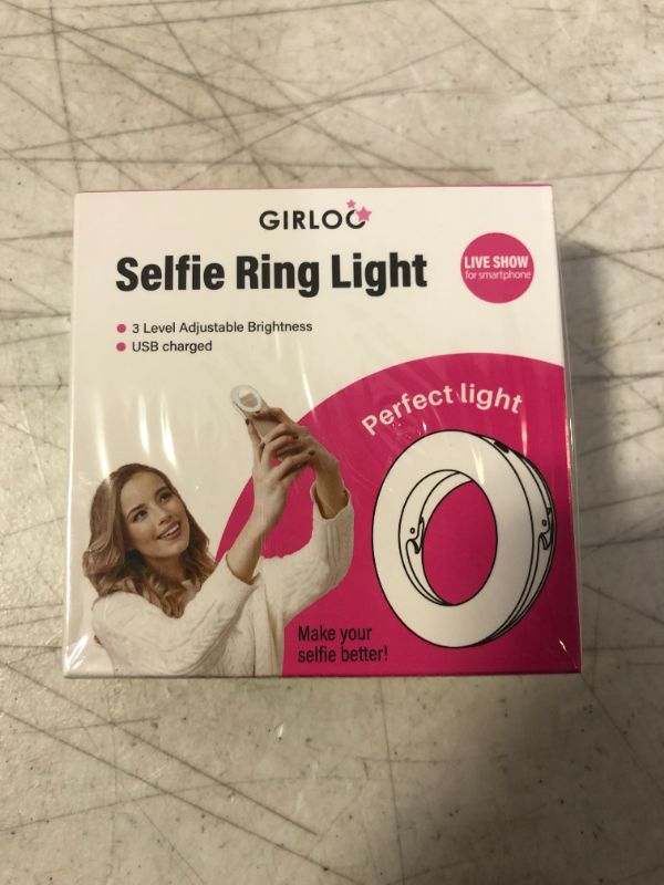 Photo 2 of Selfie Ring Light Portable Clip On Led Adjustable Brightness Circle Light Compatible with iPhone Android Cell Phone Laptop Camera Video Photo Make up for Night Time (White)