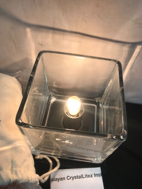 Photo 4 of Himalayan CrystalLitez Himalayan Salt Lamp with UL Listed Dimmer Cord, Original Salt Crystals in A Handcrafted Artisan Bowl, Aromatherapy Salt Lamp(Clear Square)
