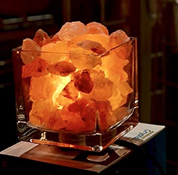 Photo 1 of Himalayan CrystalLitez Himalayan Salt Lamp with UL Listed Dimmer Cord, Original Salt Crystals in A Handcrafted Artisan Bowl, Aromatherapy Salt Lamp(Clear Square)
