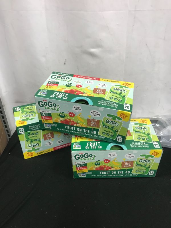 Photo 1 of GoGo squeeZ Applesauce, Variety Apple/Banana/Strawberry - 3.2oz/20ct   3 PACK  --EXPIRATION---12-09-2021
