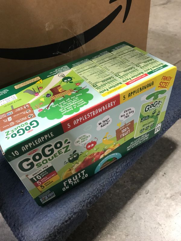 Photo 1 of GoGo squeeZ Applesauce, Variety Apple/Banana/Strawberry - 3.2oz/20ct EXP- 12-09-2021
