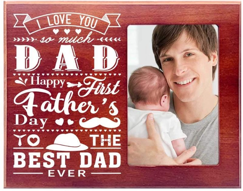 Photo 1 of First Time Father's Day Gifts | 2021 | Fathers | DAD | 1st | From Wife | Daughter | Son | Frame | Picture | Photo | Daddy | Wood Present
