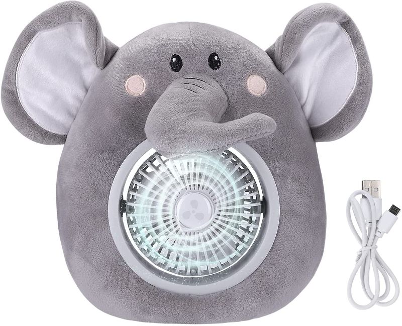 Photo 1 of HAUMENLY Personal Fan Battery Operated USB Rechargeable Portable Small Fan, Cute Stuffed Elephant 3 Speeds Adjustable Desk Fan for Home Office Camping
