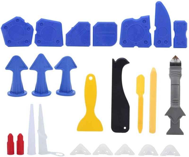 Photo 1 of 24pcs caulking tool, sealant finisher silicone grout nozzle set construction tools with rubber scraping board for caulking work
