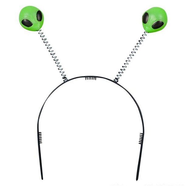 Photo 1 of 10 Glow Alien Bopper - 12 piece Headbands - Alien-faced Antenna - Perfect for Halloween Trick-or-Treat Costume Accessories, Creepy UFO Party Favors and Glare in the Dark Green Creature Headpiece
