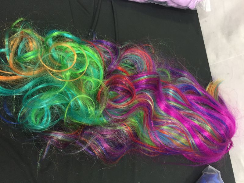 Photo 3 of 27.56'' Long Women Rainbow Wavy Cosplay Heat Resistant Wig--used---
