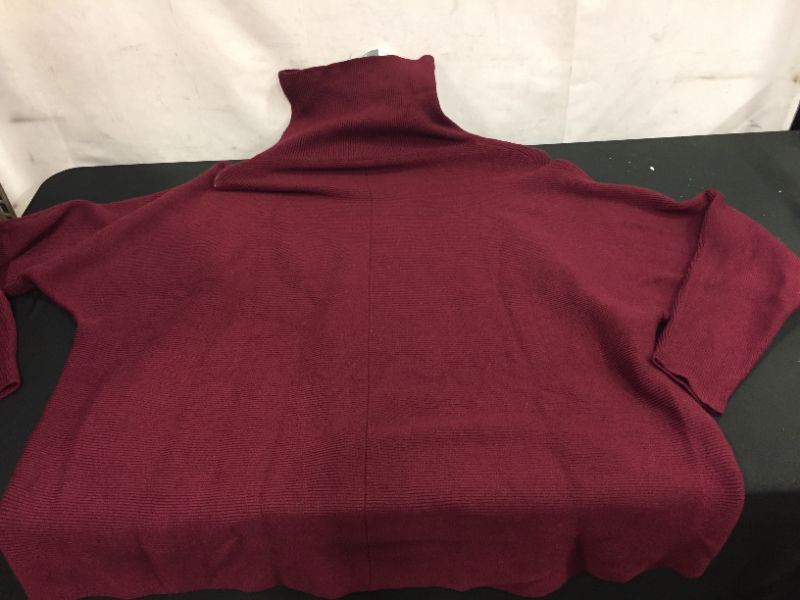 Photo 3 of Burgundy turtleneck pullover soft knit sweater plus size Large