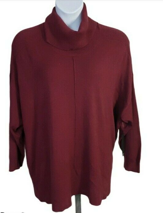 Photo 1 of Burgundy turtleneck pullover soft knit sweater plus size Large