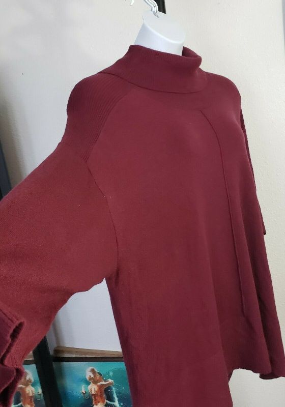 Photo 2 of Burgundy turtleneck pullover soft knit sweater plus size Large