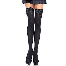 Photo 1 of Leg Avenue Women's Plus-Size Opaque Thigh-Highs Hosiery With Bows, Black, One Size
