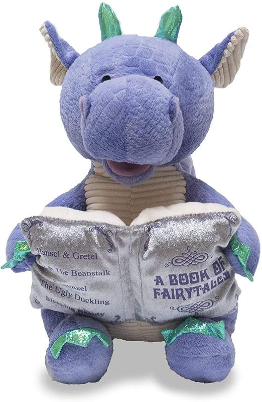 Photo 1 of Cuddle Barn | Dalton the Storytelling Dragon 12" Animated Stuffed Animal Plush Toy | Mouth Moves, Head Sways and Book Lights Up | Recites 5 Fairy-Tales
