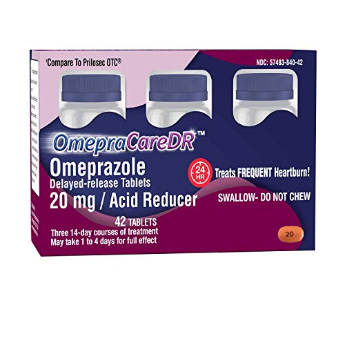 Photo 1 of  OmepraCareDR 84 Count Tablets Omeprazole 20mg Acid Reducer for Heartburn Two 3-Pack Cartons for Six 14-Day Treatments, Delayed-Release Tablets EXP---06-2023