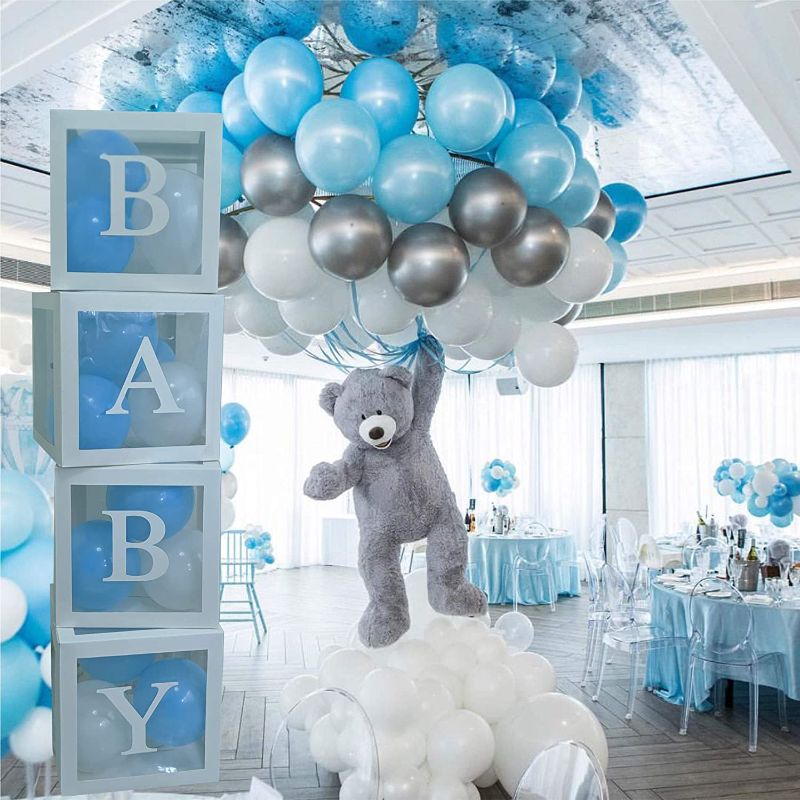 Photo 1 of baby boy balloon boxes transparent for baby shower