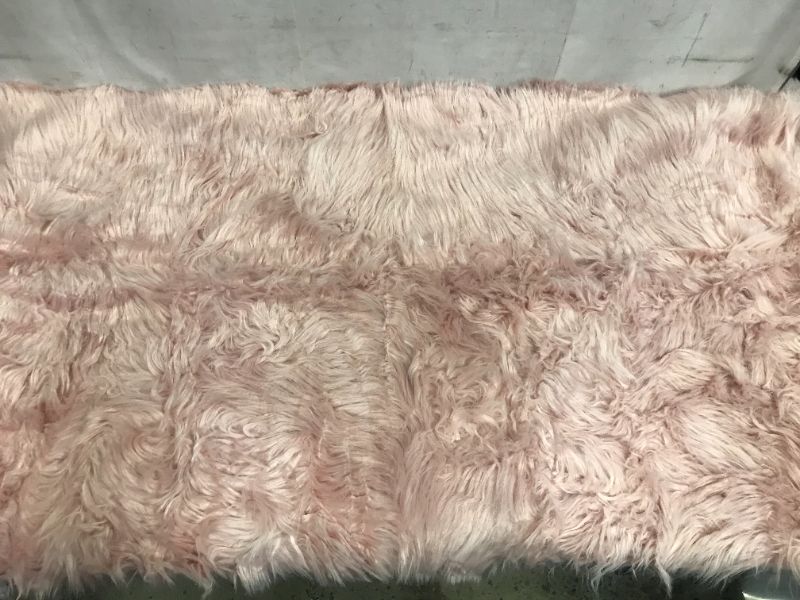 Photo 1 of 60"LX28"W PINK FAUX SHEEP SHAG AREA RUG