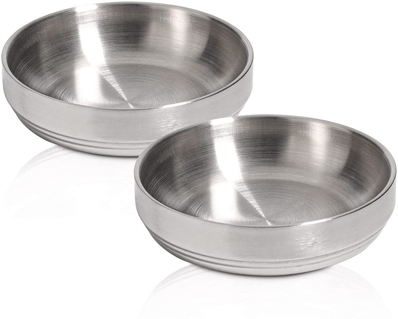 Photo 1 of COMSAF FOOD GRADE 304 STAINLESS STEEL CAT BOWLS, SHALLOW AND WIDE METAL CAT FOOD