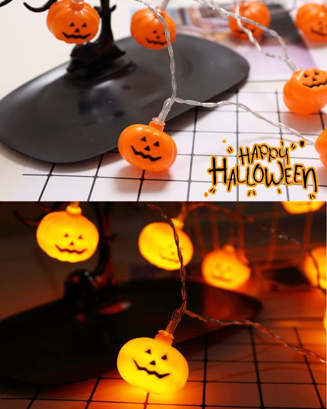 Photo 1 of (battery not included)Halloween Pumpkin String Lights Indoor, Battery Operated 9.8ft 20LED Waterproof Orange Pumpkin Lights for Halloween Party Decorations Outdoor
