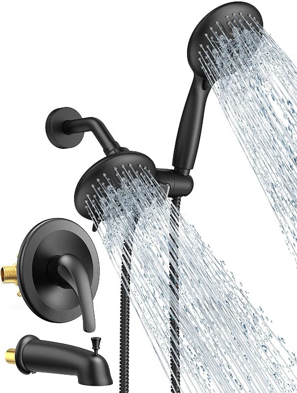 Photo 1 of ---NEW BRANP OPEN FOR PHOTOS---SR SUN RISE Shower System with Tub Spout Rain Shower Tub Set, High Pressure 35-Function Dual 2 in 1 Shower Combo Faucet with Valve, Patented 3-Way Water Diverter in Matte Black (Valve and Tub Spout Included))
