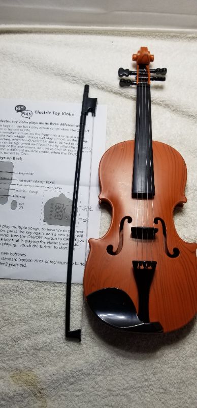 Photo 1 of Hey Play! Kids Toy Violin with 4 Adjustable Strings and Bow, Musical Sounds, Realistic Looking Instrument for Learning Classical Music