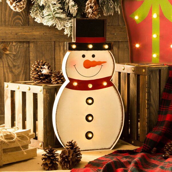 Photo 1 of Battery Operated Marquee LED Snowman Sign Lighted Display