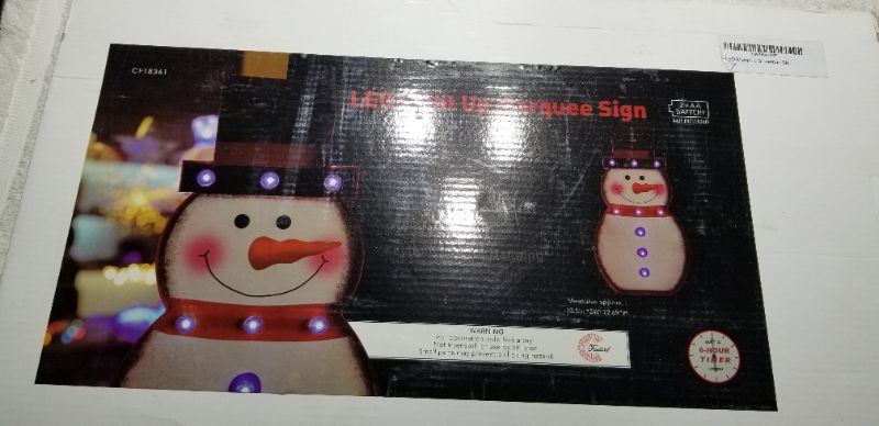 Photo 2 of Battery Operated Marquee LED Snowman Sign Lighted Display