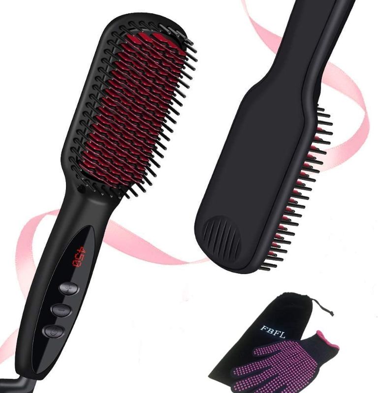 Photo 1 of  Negative Ionic Hair Straightening Brush, Dual Negative Ion Module, 30s Quick Heat Hair Straightening Brush, with Auto Shut-Off Anti-Scald Safety Function, Home Salon Straightening Comb