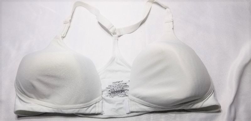 Photo 1 of Warner's Play it Cool Wire-Free Cooling Racerback Bra, front snap, white, 40B