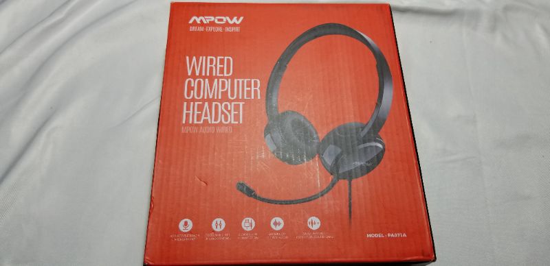 Photo 2 of Mpow 071 USB Headset/3.5mm Computer Headset with Microphone Noise Cancelling, In-line Control, Lightweight PC Headset Wired Headphones, Business Headset for Skype, Webinar, Phone, Call Center