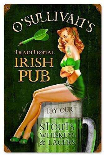 Photo 1 of 
Vintage Chic Tin Sign Art Decor Poster Irish Pub Sexy Lady Pin Up Girl Darts and Whiskey for Home, Bar, Cafe, Farm, Garage or Club, 12.0