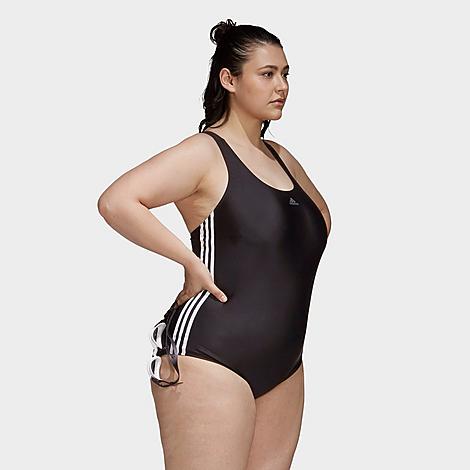 Photo 1 of Adidas Women's Primeblue 3-Stripe One Piece Swims, BLACK, 1X