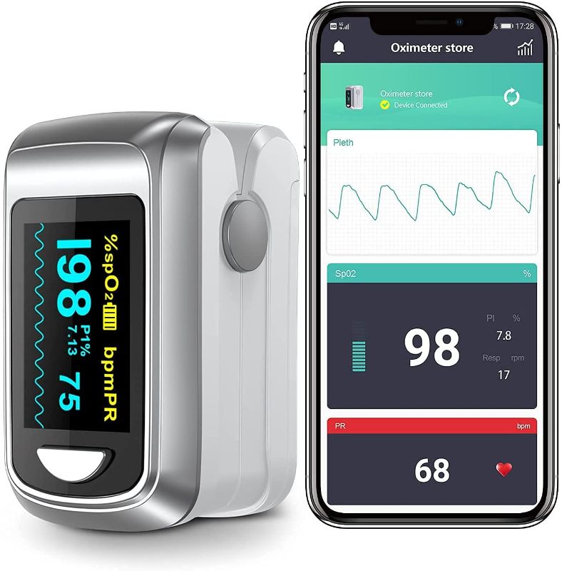 Photo 1 of 
HealthTree Bluetooth Fingertip Pulse Oximeter, Measures Blood Oxygen Saturation, Perfusion Index, Pulse Rate, Heart Rate Monito