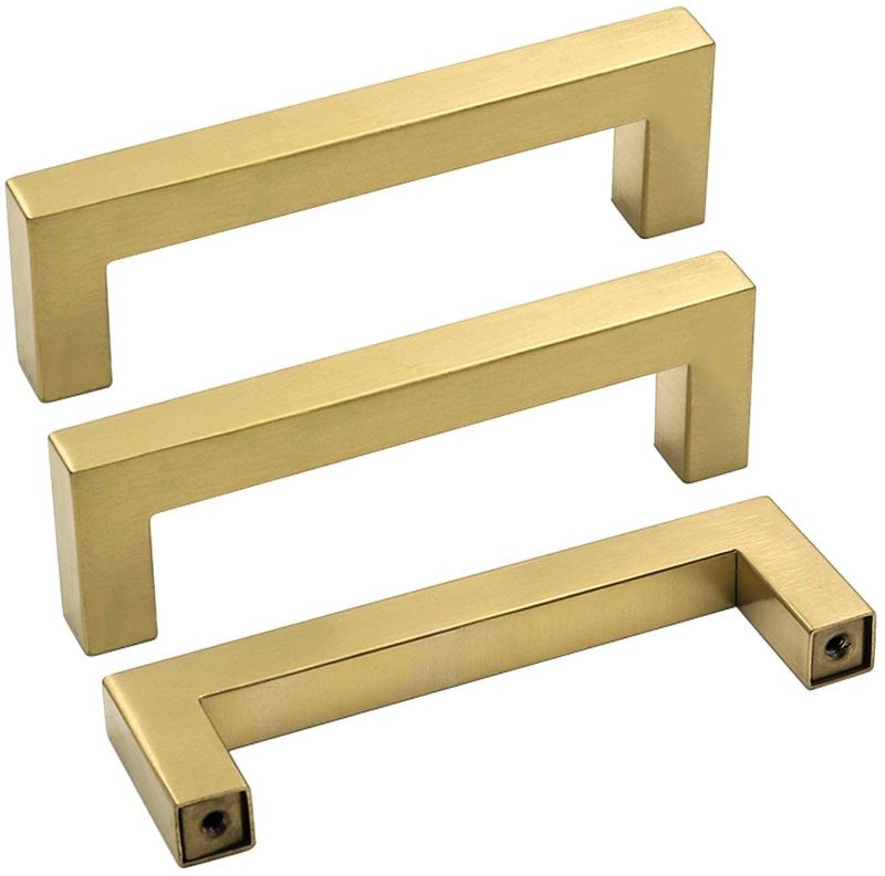 Photo 1 of 
Goldenwarm LSJ12BSS - Square Brushed Nickel Pull for Kitchen Cupboard Drawers, gold, 5 pack