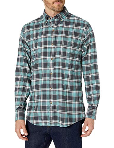 Photo 1 of Buttoned Down Men's Standard Tailored Fit Supima Cotton Flannel Sport Shirt, Teal/Charcoal Plaid, Small