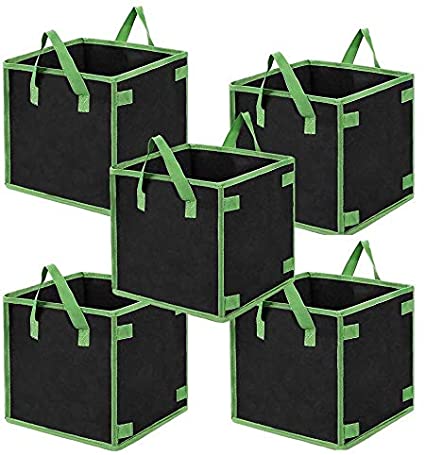 Photo 1 of  5 Square Aeration Fabric Sturdy Grow Bags Thickened Non Woven Fabric Pots Plant Pots with Handle