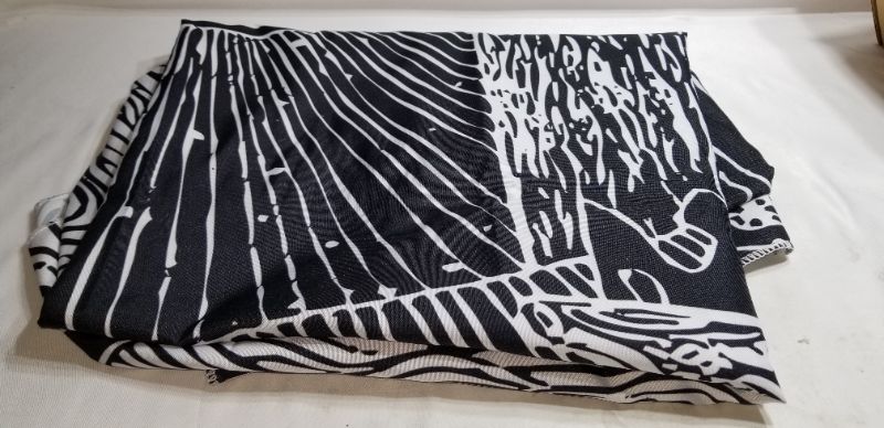 Photo 1 of 56 x 50"  black and white fabric with stitched edges