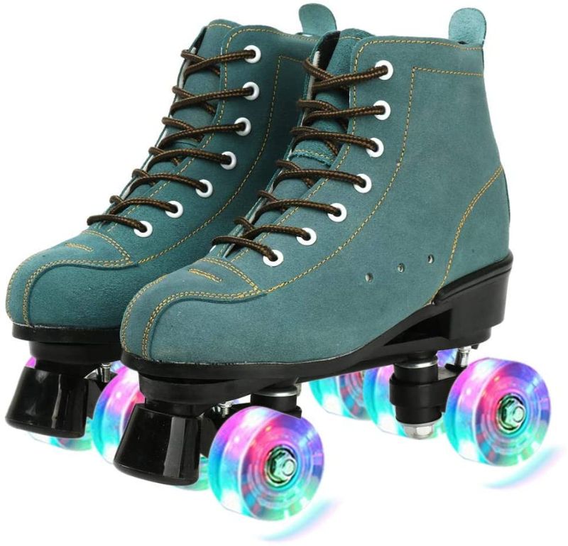 Photo 1 of  Cowhide Skates for Women and Men High Quality Double Row Design Shoes, Premium Adjustable Classic Roller Skates