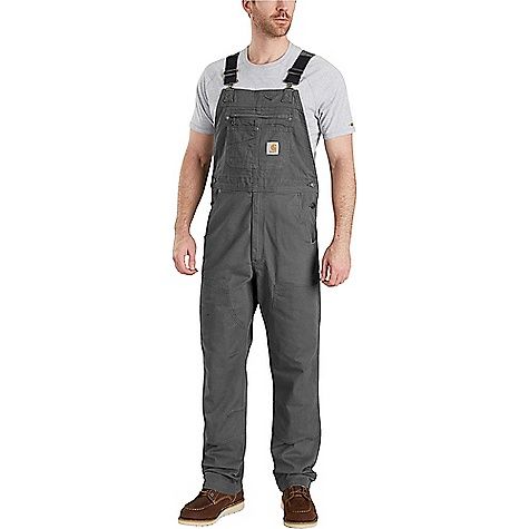 Photo 1 of Carhartt Men's 40 in. X 32 in. Gravel Cotton/Spandex Rugged Flex Rigby Unlined Bibs, Grey