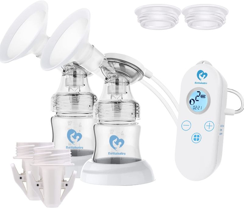 Photo 1 of Bellababy Pocket Breast Pump, Portable and Rechargeable Closed System, Dual Electric Milk Pump, Touch LED Display, Quiet Painless, Detachable 10mm Flanges