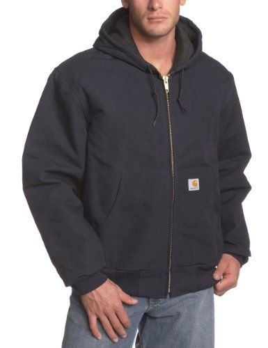 Photo 1 of Carhartt Men'S Extra Large Tall Dark Navy Cotton Quilted Flannel Lined Duck Active Jacket, xl